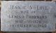 Jennie V. Love - Headstone